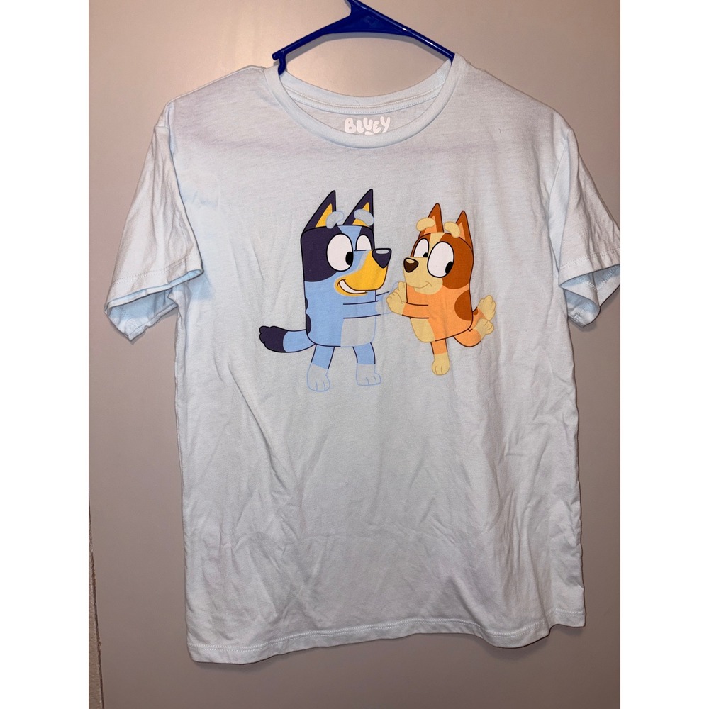 Bluey Bingo Kids Graphic T-Shirt Light Blue XL 14/16 Short Sleeve Crewneck
